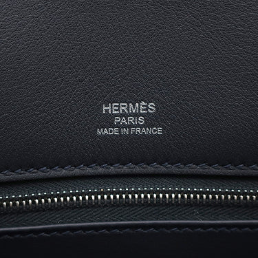 エルメス HERMES シャドーバーキン25 キャバン ヴォースイフト ハンドバッグ シルバー金具 濃紺