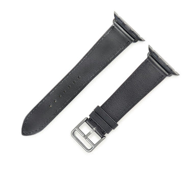 エルメス HERMES 純正 アップルウォッチ 38 40 41 mm用 ブラック レザー ステンレススチール 腕時計パーツ 新品同様 レザー ベルト 32ｍｍ 黒 尾錠付き