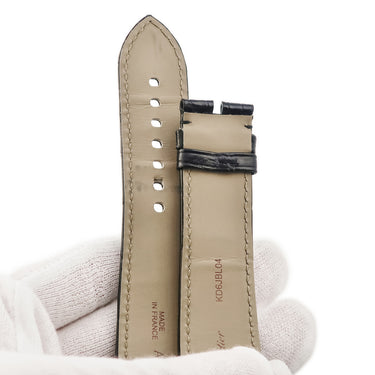 カルティエ Cartier タンク ディヴァン用 クロコバンド ブラック クロコダイル 腕時計パーツ 純正 替え ベルト ストラップ Dバックル用 24ｍｍ 黒