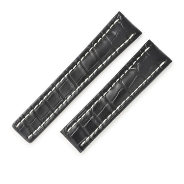 ブライトリング BREITLING 純正 クロコバンド バックル用 ブラック クロコダイル 腕時計パーツ 新品同様 クロコダイル ベルト バンド ストラップ 替え 22mm 黒
