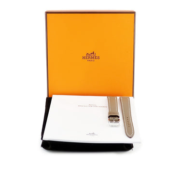 エルメス HERMES 純正 グレージュ レザー ステンレススチール 腕時計パーツ 新品同様 レザー ベルト バンド ストラップ ブレスレット 14ｍｍ グレー 替え 予備 尾錠付き