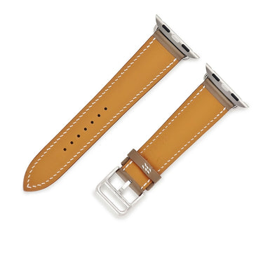 エルメス HERMES 純正 アップルウォッチ 38 40 41 mm用 グレージュ レザー ステンレススチール 腕時計パーツ 新品未使用 ベルト グレージュ 32ｍｍ 尾錠付き