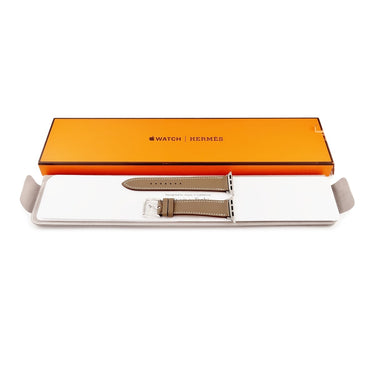 エルメス HERMES 純正 アップルウォッチ 38 40 41 mm用 グレージュ レザー ステンレススチール 腕時計パーツ 新品未使用 ベルト グレージュ 32ｍｍ 尾錠付き