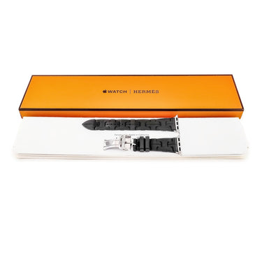 エルメス HERMES 純正 アップルウォッチ 32mm用 キリム シンプルトゥール ブラック ラバー ステンレススチール 腕時計パーツ ラバー ベルト 20ｍｍ バックル付き 金具付き