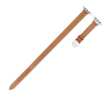 エルメス HERMES 純正 アップルウォッチ 38 40 41 mm用 ドゥブルトゥール ブラウン レザー ステンレススチール 腕時計パーツ 新品同様 レザー ベルト 32ｍｍ 茶 尾錠付き