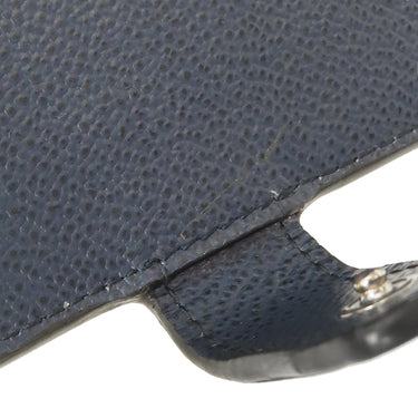 プラダ PRADA ロゴ バイカラー ブラック×ネイビー レザー 長財布 シルバー金具 黒 紺 カード入れ