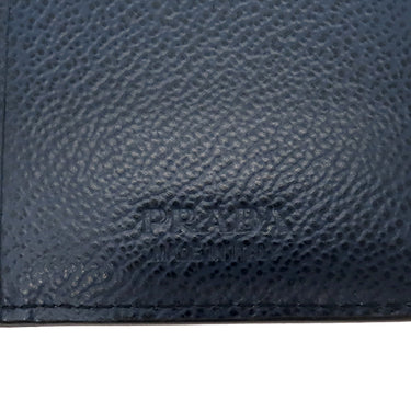 プラダ PRADA ロゴ バイカラー ブラック×ネイビー レザー 長財布 シルバー金具 黒 紺 カード入れ