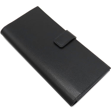 プラダ PRADA ロゴ バイカラー ブラック×ネイビー レザー 長財布 シルバー金具 黒 紺 カード入れ