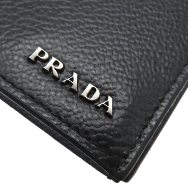 プラダ PRADA ロゴ バイカラー ブラック×ネイビー レザー 長財布 シルバー金具 黒 紺 カード入れ