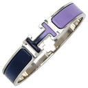 エルメス HERMES クリックH PM パープル×ネイビー メタル エナメル ブレスレット ネイビー グラデーション Hブレス クリッククラック