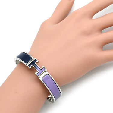 エルメス HERMES クリックH PM パープル×ネイビー メタル エナメル ブレスレット ネイビー グラデーション Hブレス クリッククラック