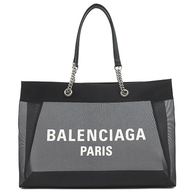 バレンシアガ BALENCIAGA デューティーフリー ラージ ブラック メッシュ トートバッグ シルバー金具 黒 メッシュ