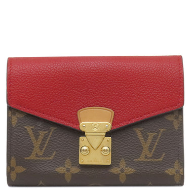 ルイヴィトン LOUIS VUITTON ポルトフォイユ パラス コンパクト M67478 モノグラム×スリーズ モノグラムキャンバス トリヨンレザー 三つ折り財布 ゴールド金具 赤 茶