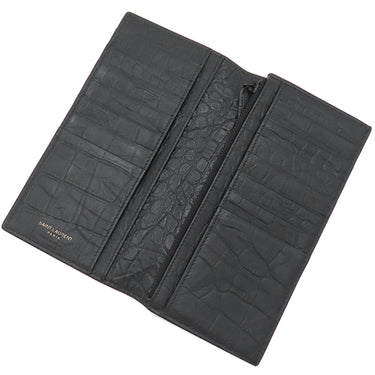 サンローラン SAINT LAURENT コンチネンタルウォレット カサンドラ 529981 ブラック カーフ 長財布 ブラック金具 黒 YSL