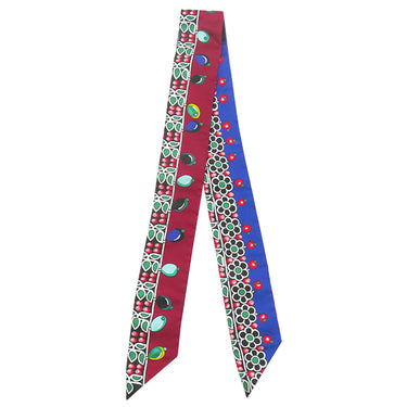 エルメス HERMES ツイリー ボルドー×ブルー×マルチカラー シルク スカーフ 【PARURES DES MAHARAJAS/マハラジャの装身具 デタイユ】