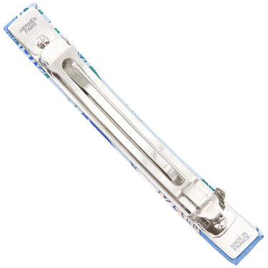 エルメス HERMES エクリプス GM ブルーXマルチカラー シルク メタル バレッタ シルバー金具 【LA FOLLE PARADE /ラ フォル パラード】ヘアアクセサリー