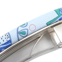 エルメス HERMES エクリプス GM ブルーXマルチカラー シルク メタル バレッタ シルバー金具 【LA FOLLE PARADE /ラ フォル パラード】ヘアアクセサリー