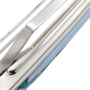 エルメス HERMES エクリプス GM ブルーXマルチカラー シルク メタル バレッタ シルバー金具 【LA FOLLE PARADE /ラ フォル パラード】ヘアアクセサリー