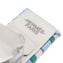 エルメス HERMES エクリプス GM ブルーXマルチカラー シルク メタル バレッタ シルバー金具 【LA FOLLE PARADE /ラ フォル パラード】ヘアアクセサリー