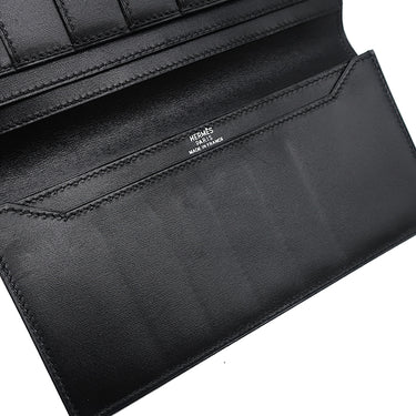 エルメス HERMES オオサカ ブラック ボックスカーフ 長財布 黒 二つ折り財布