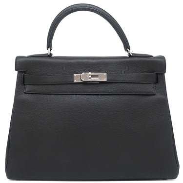 エルメス HERMES ケリー32 内縫い ブラック トリヨンクレマンス 2WAYバッグ シルバー金具 黒 ショルダー