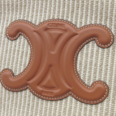 セリーヌ CELINE スモール カバ タイス ベージュ レザー テキスタイル 2WAYバッグ ゴールド金具 ショルダー