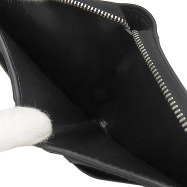 ボッテガヴェネタ BOTTEGA VENETA カセット コンパクトウォレット ブラック カーフ 二つ折り財布 シルバー金具 黒