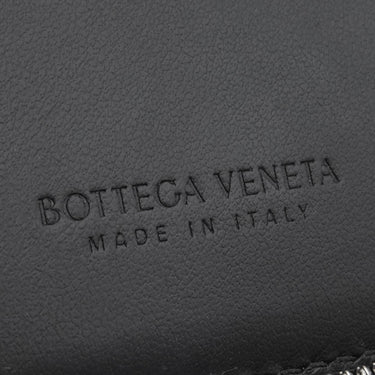 ボッテガヴェネタ BOTTEGA VENETA カセット コンパクトウォレット ブラック カーフ 二つ折り財布 シルバー金具 黒