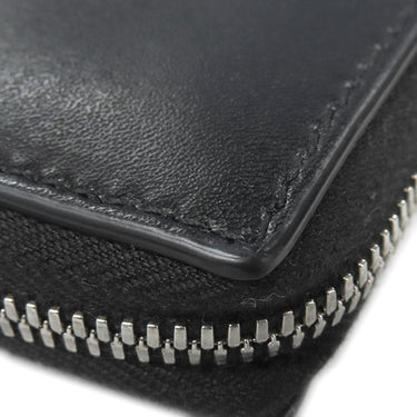 ボッテガヴェネタ BOTTEGA VENETA カセット コンパクトウォレット ブラック カーフ 二つ折り財布 シルバー金具 黒