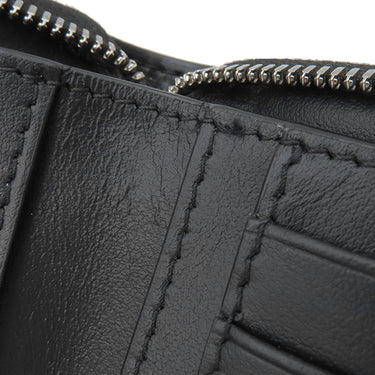 ボッテガヴェネタ BOTTEGA VENETA カセット コンパクトウォレット ブラック カーフ 二つ折り財布 シルバー金具 黒