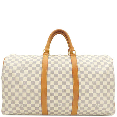 ルイヴィトン LOUIS VUITTON キーポル50 N41430 ダミエアズール ダミエアズールキャンバス ボストンバッグ ゴールド金具 白 グレー