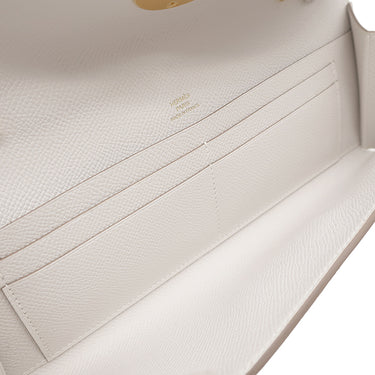 エルメス HERMES シェーヌダンクル トゥーゴー グリペール ヴォーエプソン 長財布 ゴールド金具 白 ショルダー