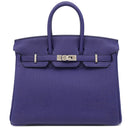 エルメス HERMES バーキン25 ヴェルソ ブルーアンクル×オレンジ トゴ ハンドバッグ シルバー金具 青 オレンジ