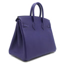 エルメス HERMES バーキン25 ヴェルソ ブルーアンクル×オレンジ トゴ ハンドバッグ シルバー金具 青 オレンジ