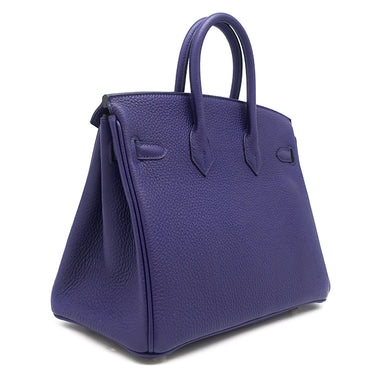 エルメス HERMES バーキン25 ヴェルソ ブルーアンクル×オレンジ トゴ ハンドバッグ シルバー金具 青 オレンジ