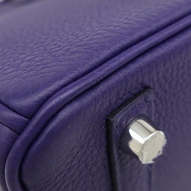 エルメス HERMES バーキン25 ヴェルソ ブルーアンクル×オレンジ トゴ ハンドバッグ シルバー金具 青 オレンジ