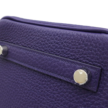 エルメス HERMES バーキン25 ヴェルソ ブルーアンクル×オレンジ トゴ ハンドバッグ シルバー金具 青 オレンジ