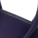 エルメス HERMES バーキン25 ヴェルソ ブルーアンクル×オレンジ トゴ ハンドバッグ シルバー金具 青 オレンジ