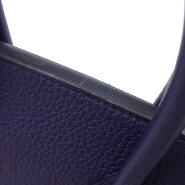 エルメス HERMES バーキン25 ヴェルソ ブルーアンクル×オレンジ トゴ ハンドバッグ シルバー金具 青 オレンジ