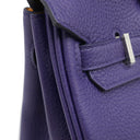 エルメス HERMES バーキン25 ヴェルソ ブルーアンクル×オレンジ トゴ ハンドバッグ シルバー金具 青 オレンジ