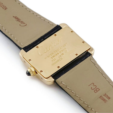 腕時計 カルティエ Cartier ミニタンク ディヴァン W6300356 クオーツ レディース K18YG無垢 角型 ローマン 青針