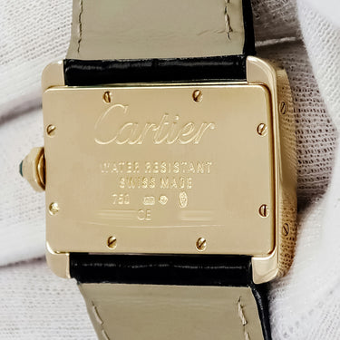 腕時計 カルティエ Cartier ミニタンク ディヴァン W6300356 クオーツ レディース K18YG無垢 角型 ローマン 青針