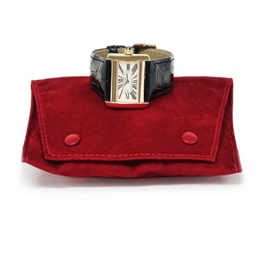 腕時計 カルティエ Cartier ミニタンク ディヴァン W6300356 クオーツ レディース K18YG無垢 角型 ローマン 青針