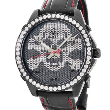 腕時計 ジェイコブ JACOB 5タイムゾーン スカル リミテッド JC-SKULL9D クオーツ メンズ 純正ダイヤ 骸骨 ドクロ GMT 限定