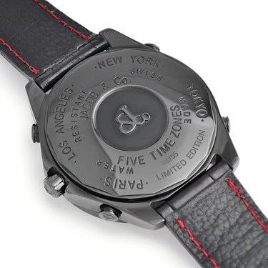 腕時計 ジェイコブ JACOB 5タイムゾーン スカル リミテッド JC-SKULL9D クオーツ メンズ 純正ダイヤ 骸骨 ドクロ GMT 限定