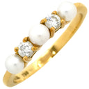 ティファニー Tiffany & Co イエローゴールド K18YG ダイヤモンド パール リング 指輪 T&Co. Au750 18K 18金 2P 2石 2粒 ダイヤ ベビーパール 真珠 10号