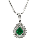 ノンブランド NON BRAND エメラルド ダイヤ ペンダント エメラルドグリーン×プラチナシルバー Pt900 エメラルド ダイヤモンド Pt850(チェーン) ネックレス 緑 パヴェダイヤ ドロップ しずく型 プラチナム