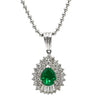 ノンブランド NON BRAND エメラルド ダイヤ ペンダント エメラルドグリーン×プラチナシルバー Pt900 エメラルド ダイヤモンド Pt850(チェーン) ネックレス 緑 パヴェダイヤ ドロップ しずく型 プラチナム