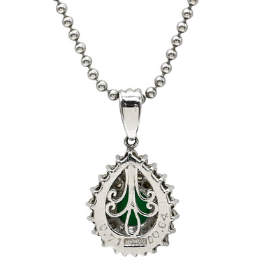 ノンブランド NON BRAND エメラルド ダイヤ ペンダント エメラルドグリーン×プラチナシルバー Pt900 エメラルド ダイヤモンド Pt850(チェーン) ネックレス 緑 パヴェダイヤ ドロップ しずく型 プラチナム