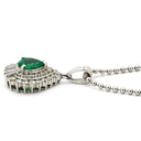 ノンブランド NON BRAND エメラルド ダイヤ ペンダント エメラルドグリーン×プラチナシルバー Pt900 エメラルド ダイヤモンド Pt850(チェーン) ネックレス 緑 パヴェダイヤ ドロップ しずく型 プラチナム